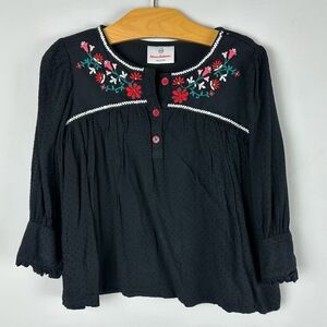 Hanna Andersson 3/4 sleeve cotton eyelet embroidered blouse size 120